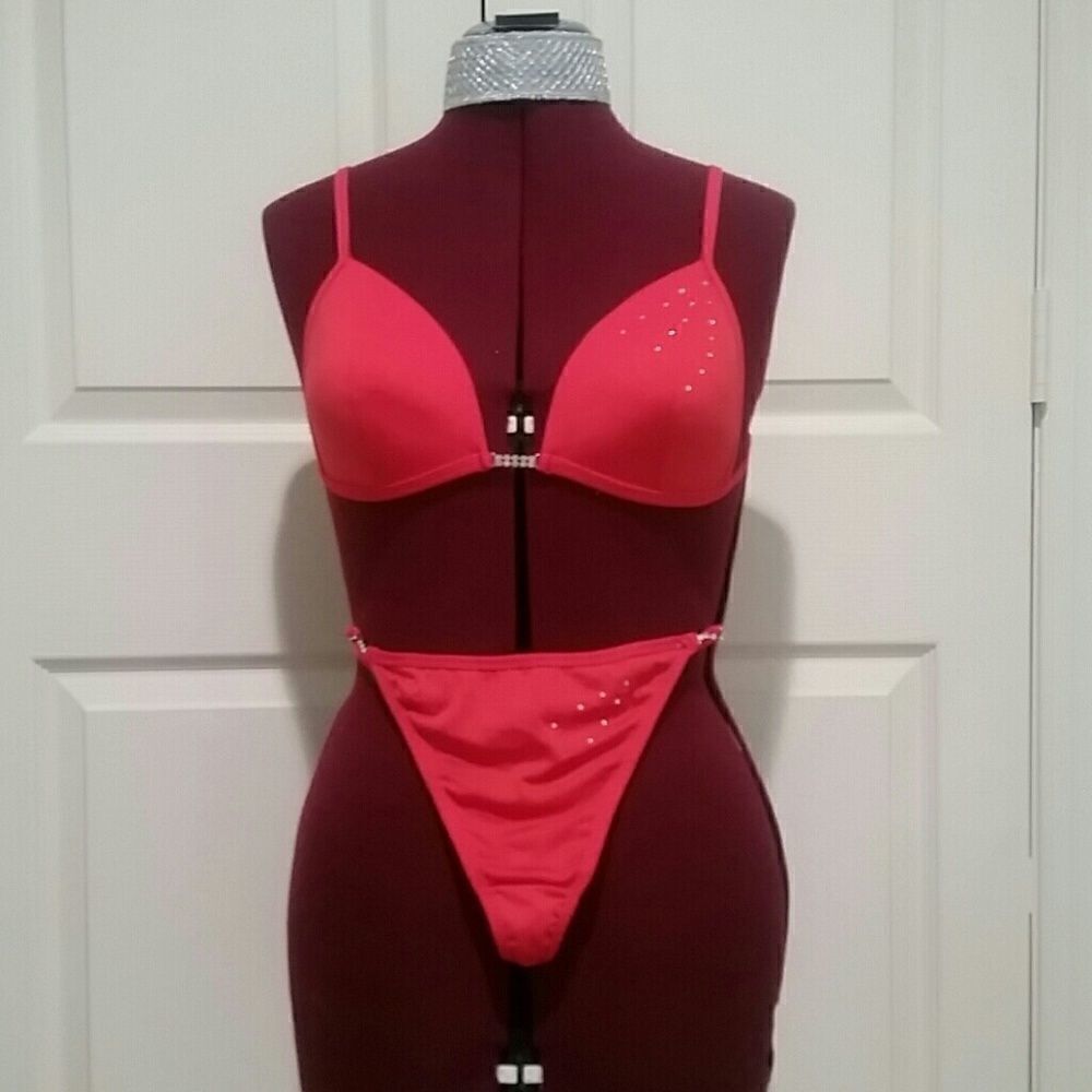 𝅺RHINSTONE Embellished 2 Piece Bra and G-string Set Sexy for Valentines Day